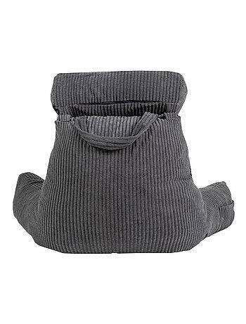 Coussin de lecture déhoussable en velours côtelé 80x50x70 cm gris