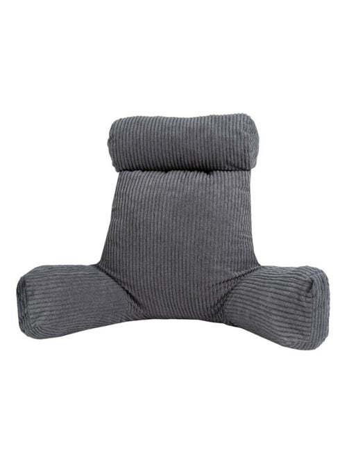 Coussin de lecture déhoussable en velours côtelé 80x50x70 cm gris - Kiabi