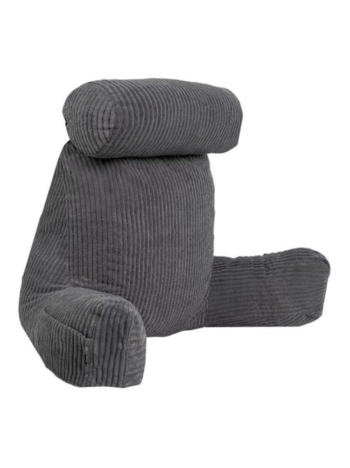 Coussin de lecture déhoussable en velours côtelé 80x50x70 cm gris - Kiabi Coussin de lecture déhoussable en velours côtelé 80x50x70 cm gris - Kiabi