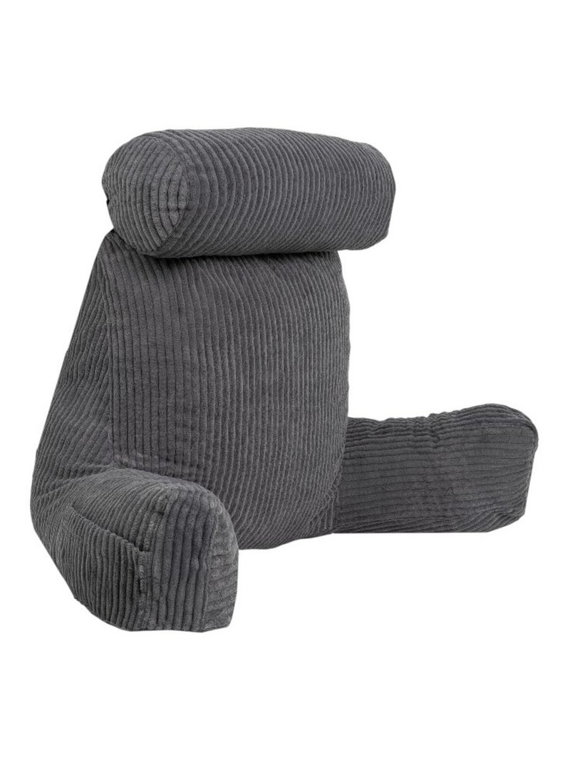 Coussin de lecture déhoussable en velours côtelé 80x50x70 cm gris Gris - Kiabi
