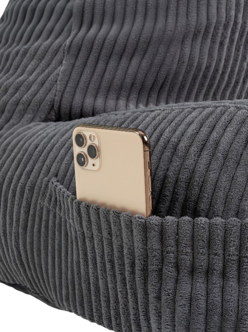 Coussin de lecture déhoussable en velours côtelé 80x50x70 cm gris Gris - Kiabi