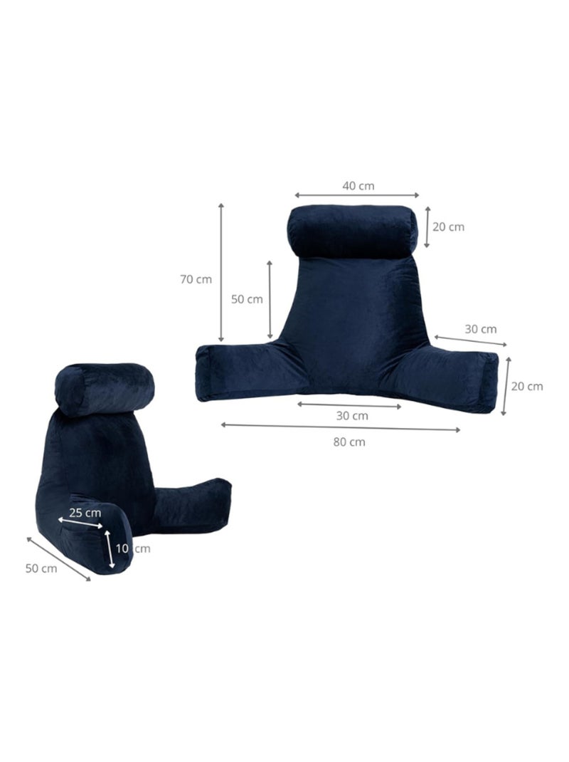 Coussin de lecture déhoussable Velours Bleu foncé - Kiabi