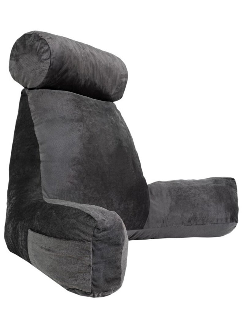 Coussin de lecture déhoussable Velours Gris - Kiabi