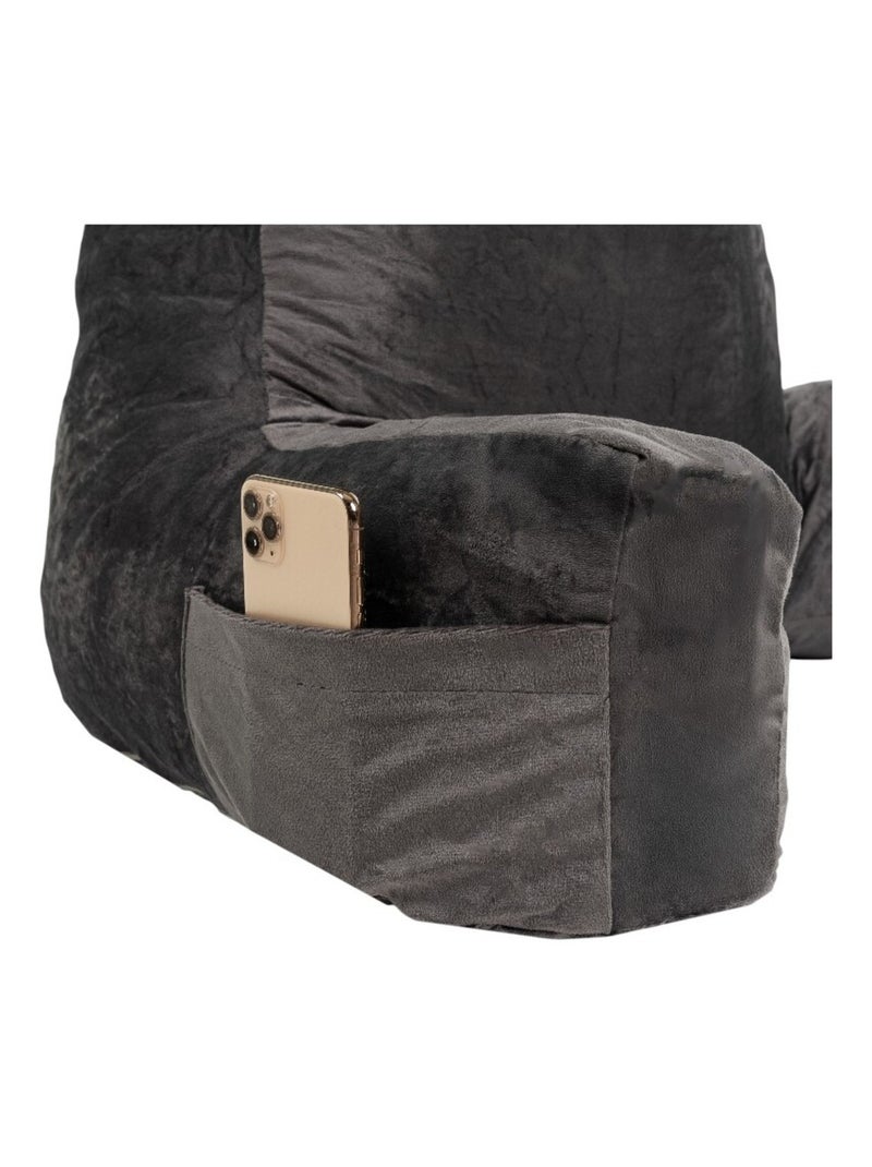 Coussin de lecture déhoussable Velours Gris - Kiabi