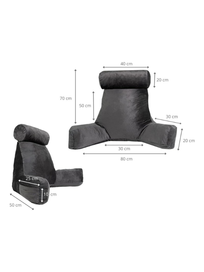 Coussin de lecture déhoussable Velours Gris - Kiabi