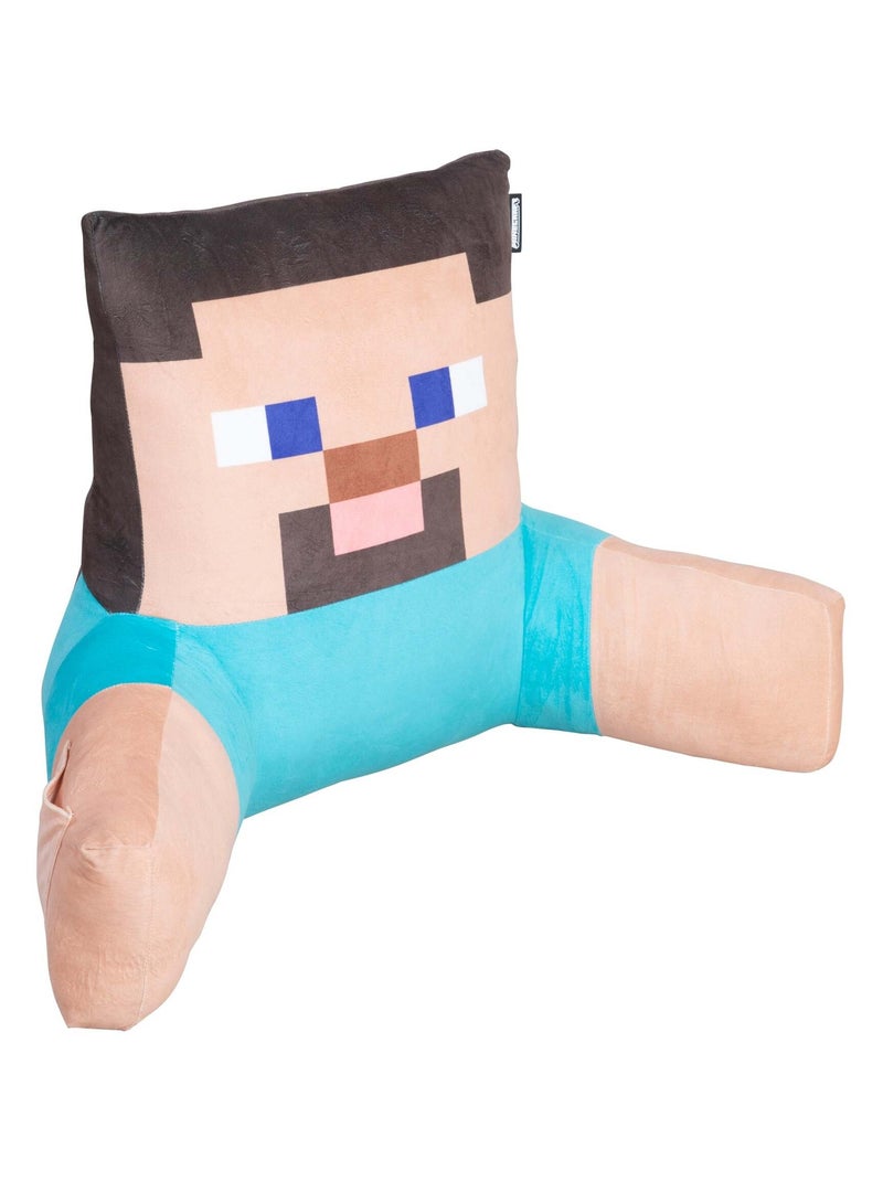 Coussin de lecture Steve avec dossier haut et accoudoirs 'Roba' - Minecraft Bleu Beige - Kiabi