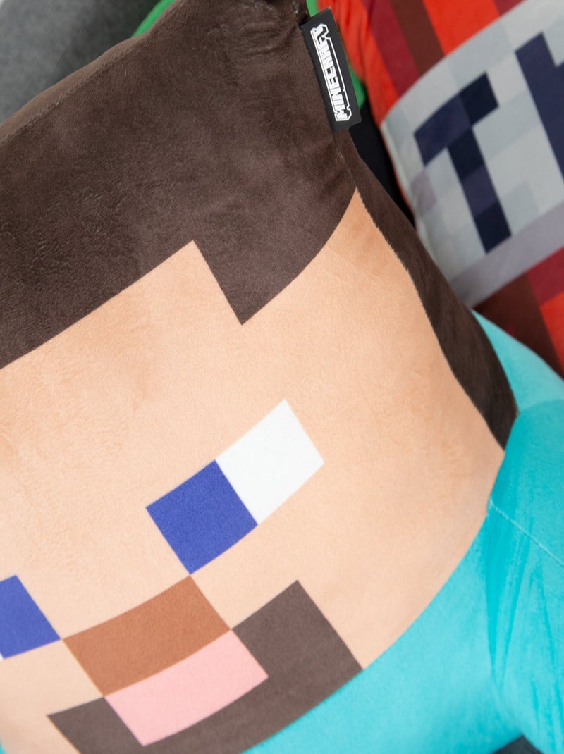 Coussin de lecture Steve avec dossier haut et accoudoirs 'Roba' - Minecraft Bleu Beige - Kiabi