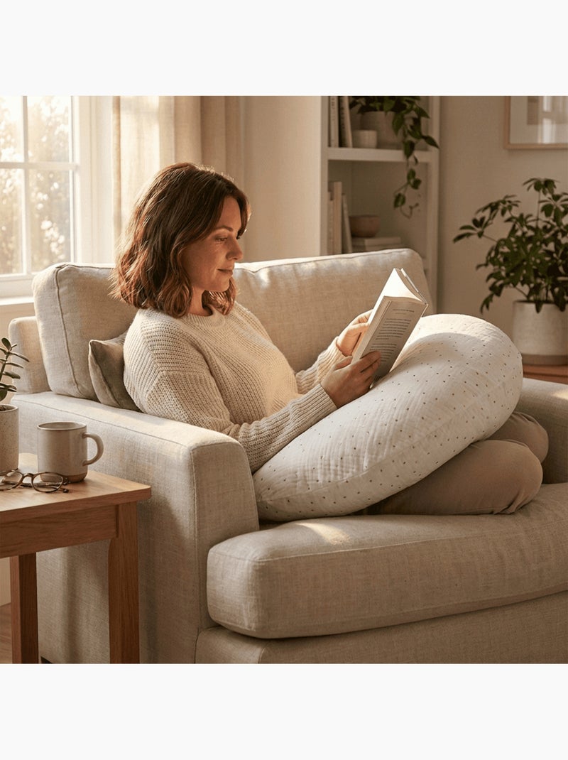 Coussin de Maternité 3 en 1 : Grossesse, Allaitement & Repos - 170cm Blanc - Kiabi