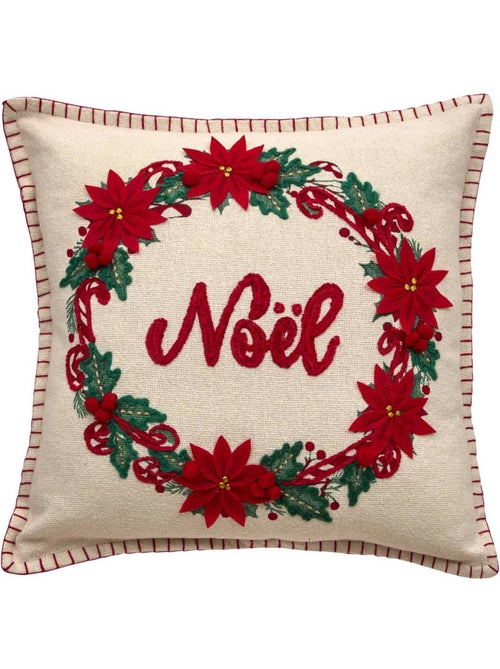 Coussin de noël brodé couronne 45 x 45 cm - Kiabi Coussin de noël brodé couronne 45 x 45 cm - Kiabi