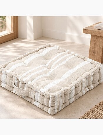 Coussin de sol 100% coton épais et moelleux à rayures