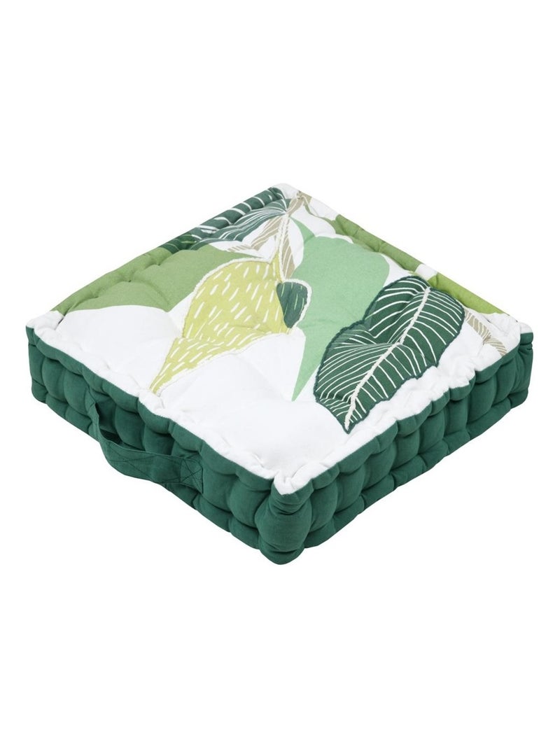 Coussin de sol 45 x 45 cm Zira feuillages Vert émeraude - Kiabi