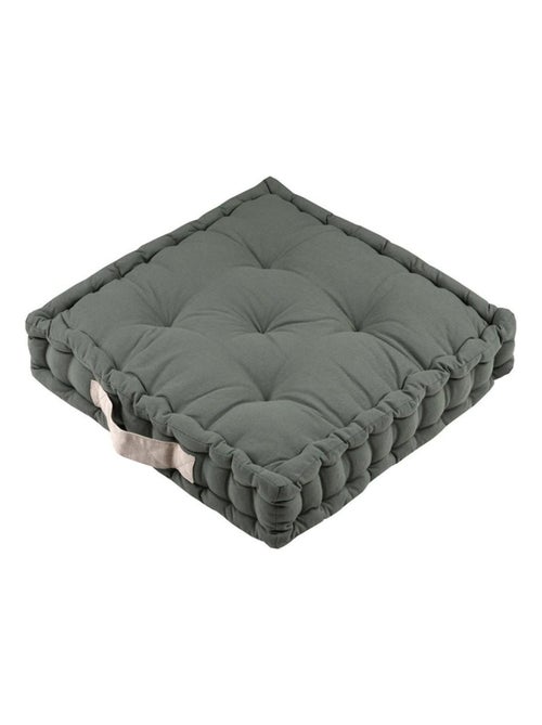 Coussin de sol 45x45 cm Duo vert lin coton - Kiabi
