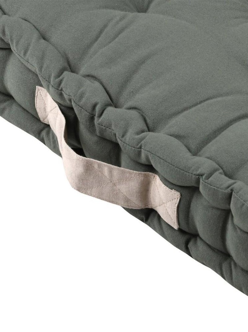 Coussin de sol 45x45 cm Duo vert lin coton Bleu - Kiabi