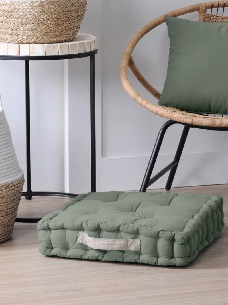 Coussin de sol 45x45 cm Duo vert lin coton Bleu - Kiabi