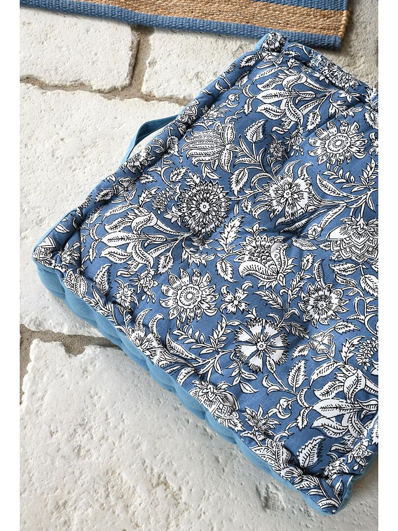 Coussin de sol 45x45 cm Julianne bleu coton Bleu - Kiabi