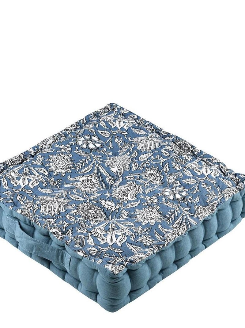 Coussin de sol 45x45 cm Julianne bleu coton Bleu - Kiabi