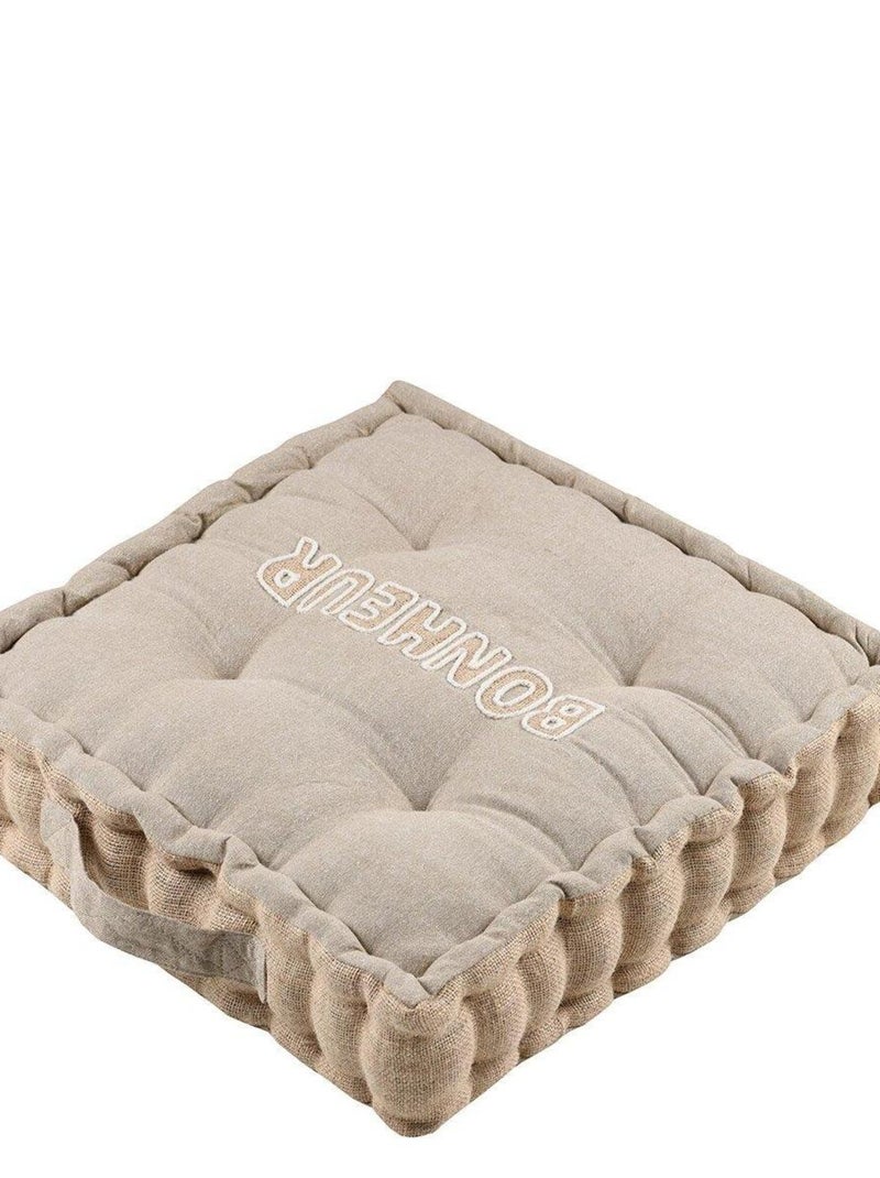 Coussin de sol 45x45 cm Maison ficelle coton Beige - Kiabi