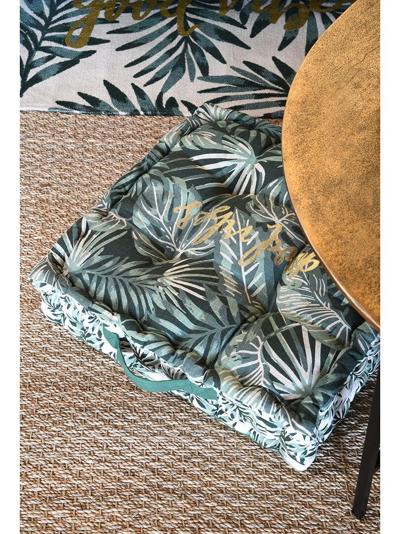 Coussin de sol 45x45 cm Vibes vert coton Vert - Kiabi