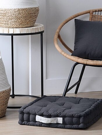 Coussin de sol 45x45x10cm gris anthracite 100% coton
