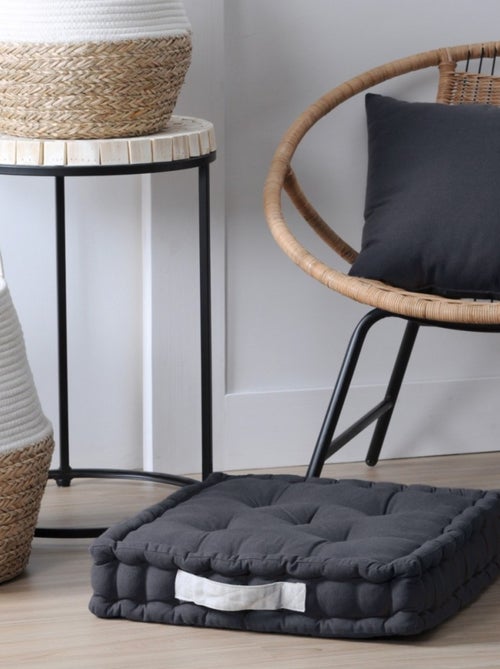 Coussin de sol 45x45x10cm gris anthracite 100% coton - Kiabi Coussin de sol 45x45x10cm gris anthracite 100% coton - Kiabi