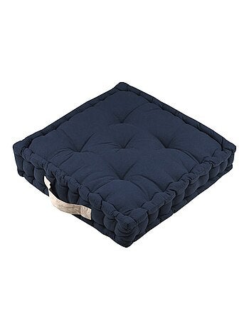 Coussin de sol 45x45x10cm marine et lin 100% coton