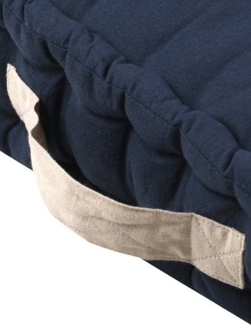 Coussin de sol 45x45x10cm marine et lin 100% coton - Kiabi