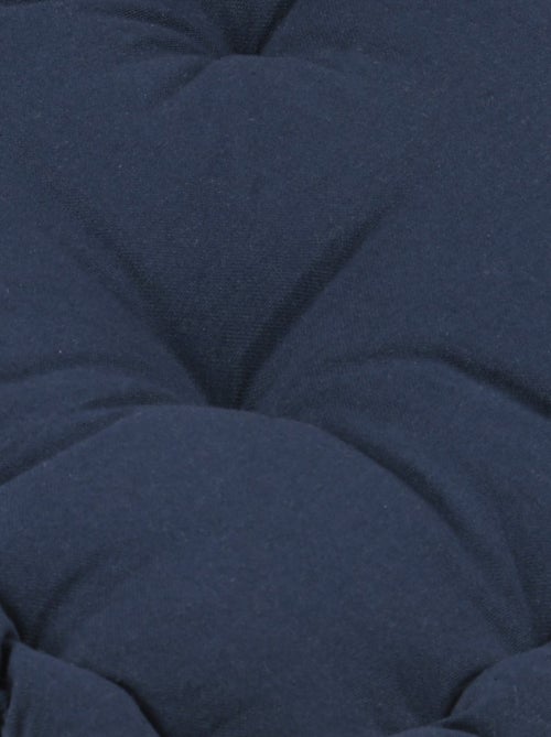Coussin de sol 45x45x10cm marine et lin 100% coton - Kiabi