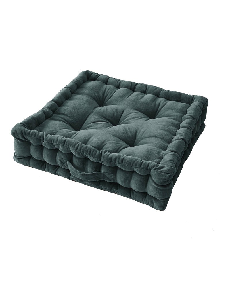Coussin de sol 50 x 50 x 10 cm velours Cesar ardoise gris anthracite - Kiabi