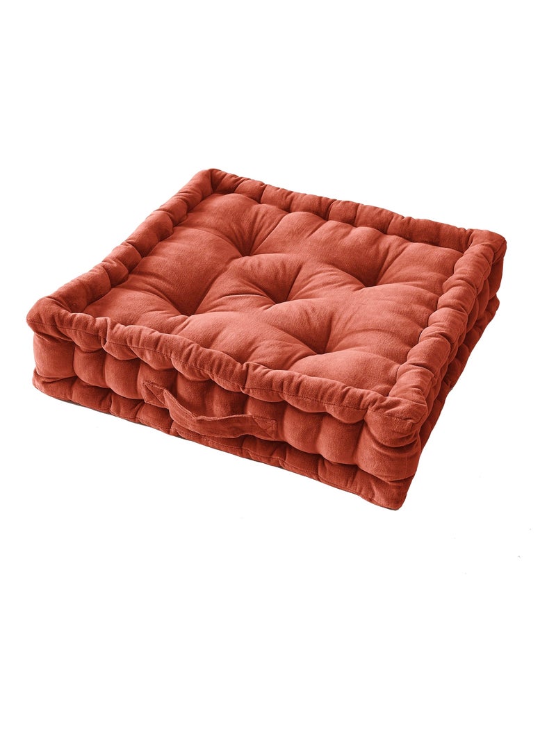 Coussin de sol 50 x 50 x 10 cm velours Cesar terracotta Marron clair - Kiabi