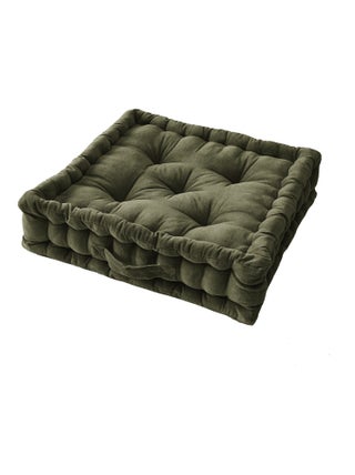 Coussin de sol 50 x 50 x 10 cm velours Cesar vert