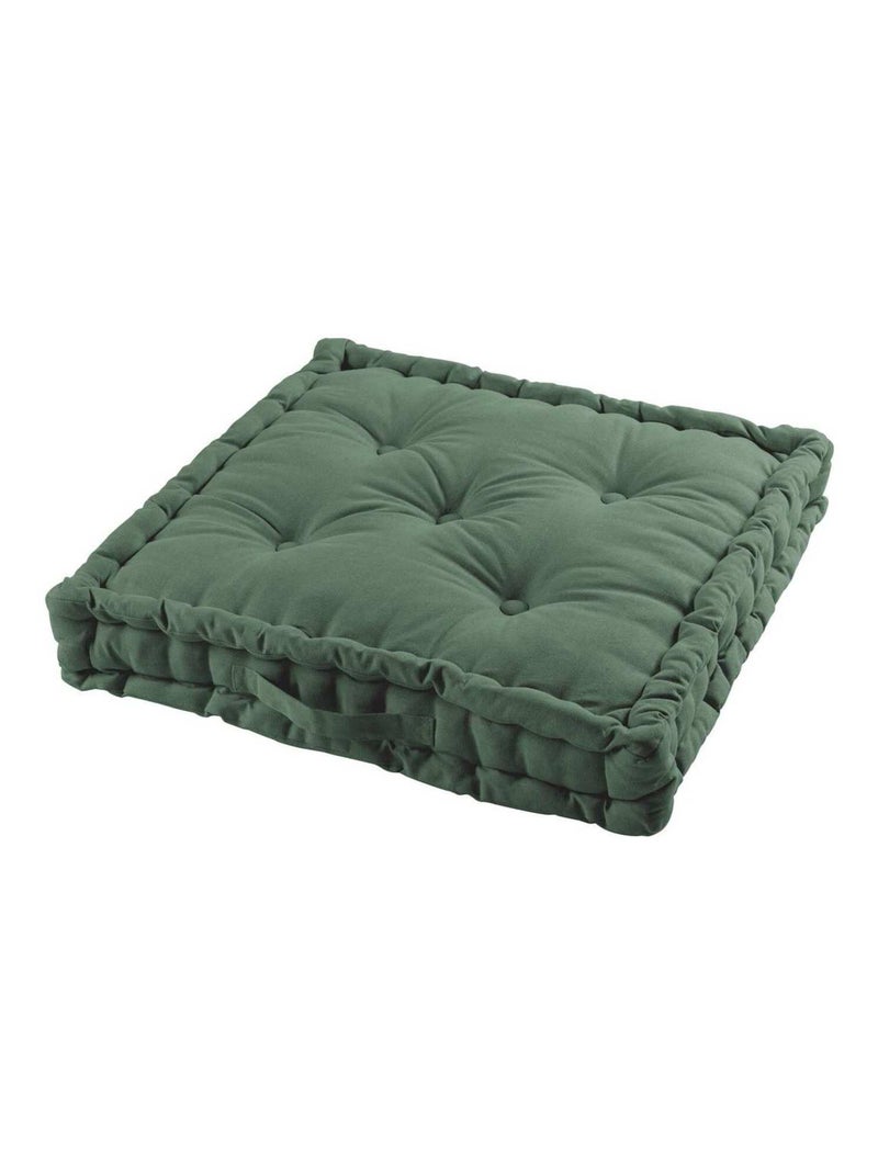 Coussin de sol 60x60x10 cm Panama kaki coton Vert - Kiabi