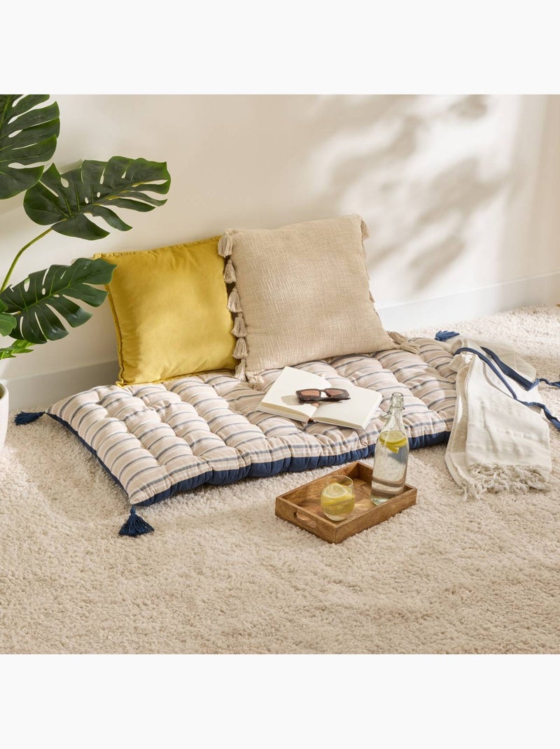 Coussin de sol à rayures en coton GROOVE Bleu marine - Kiabi