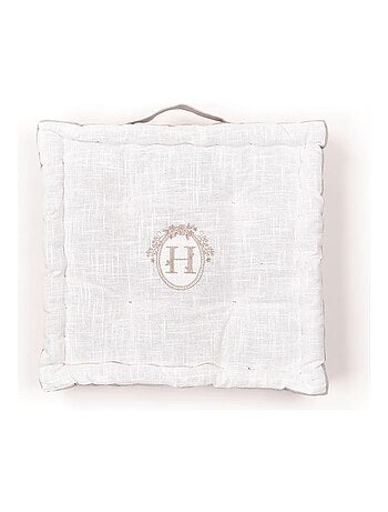 Coussin de sol avec broderies coton uni CHARME