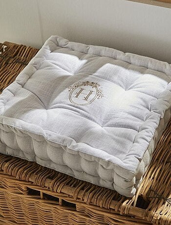 Coussin de sol avec broderies coton uni CHARME
