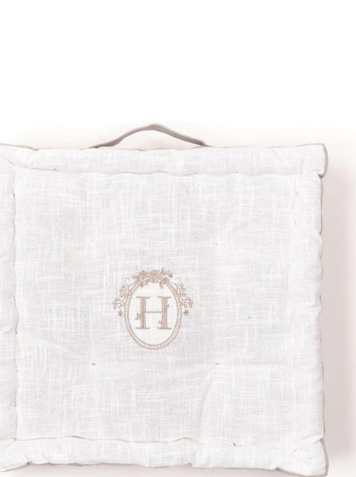Coussin de sol avec broderies coton uni CHARME - Kiabi