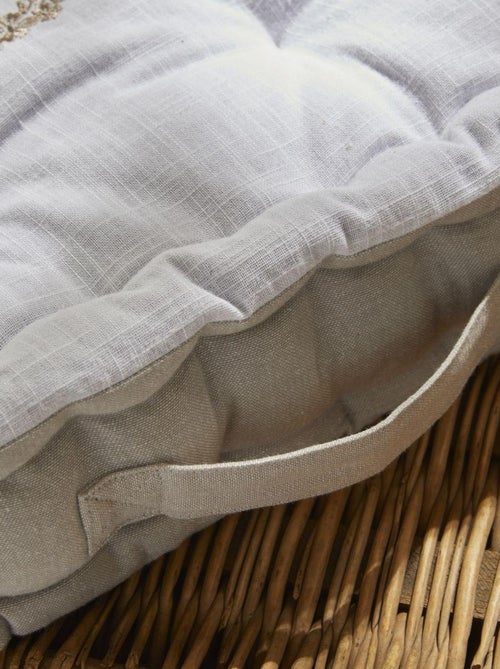 Coussin de sol avec broderies coton uni CHARME - Kiabi