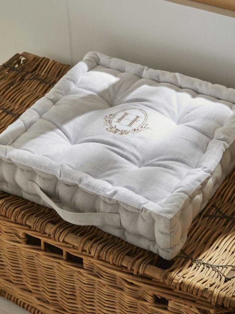 Coussin de sol avec broderies coton uni CHARME Beige - Kiabi