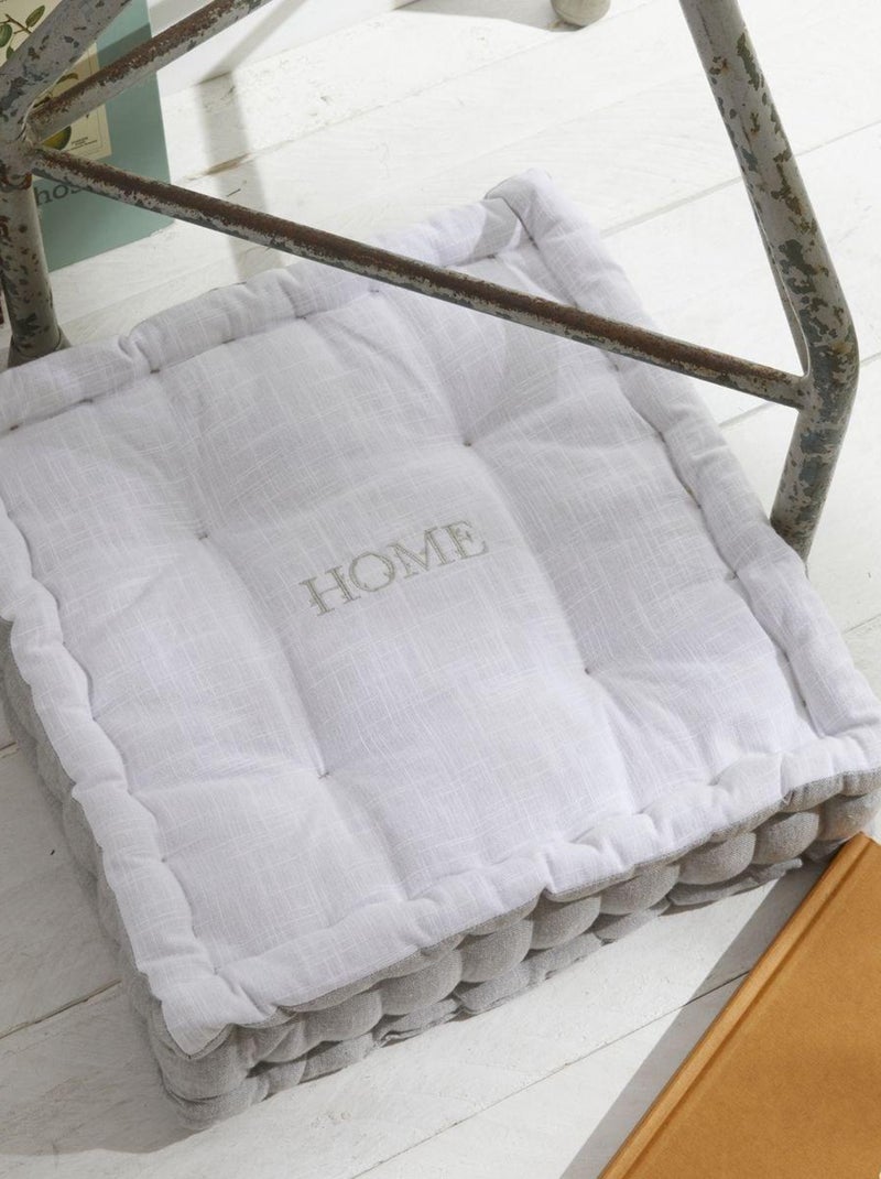 Coussin de sol avec broderies coton uni CHARME Gris - Kiabi