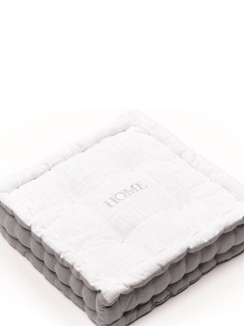 Coussin de sol avec broderies coton uni CHARME Gris - Kiabi