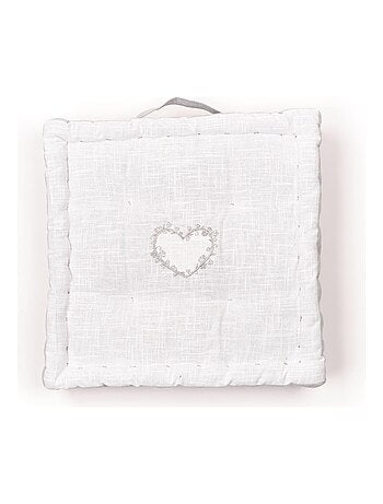 Coussin de sol avec broderies coton uni CHARME