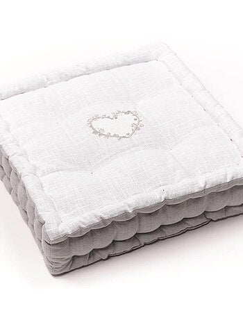 Coussin de sol avec broderies coton uni CHARME