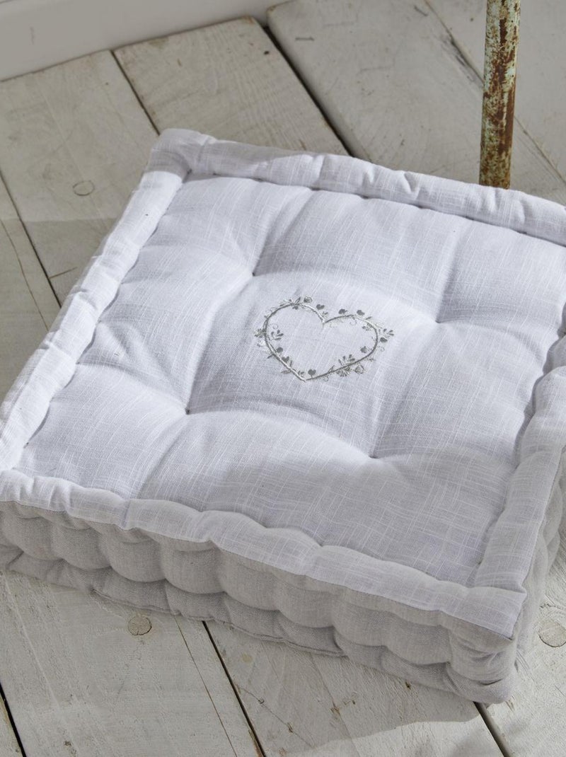 Coussin de sol avec broderies coton uni CHARME Gris clair - Kiabi