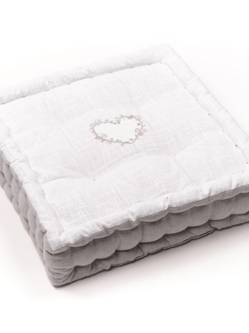 Coussin de sol avec broderies coton uni CHARME Gris clair - Kiabi