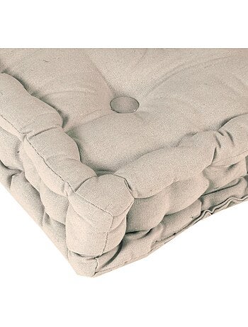 Coussin de sol bicolore capitonné super épais 10cm, Kaki / Imprimé Floral Kaki
