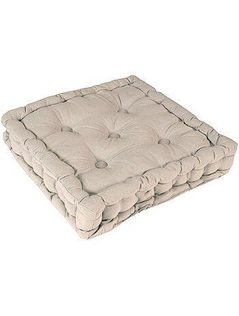 Coussin de sol bicolore capitonné super épais 10cm, Kaki / Imprimé Floral Kaki