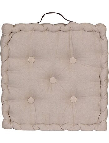 Coussin de sol bicolore capitonné super épais 10cm, Kaki / Imprimé Floral Kaki