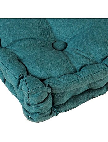 Coussin de sol bicolore capitonné super épais 10cm, Kaki / Imprimé Floral Kaki
