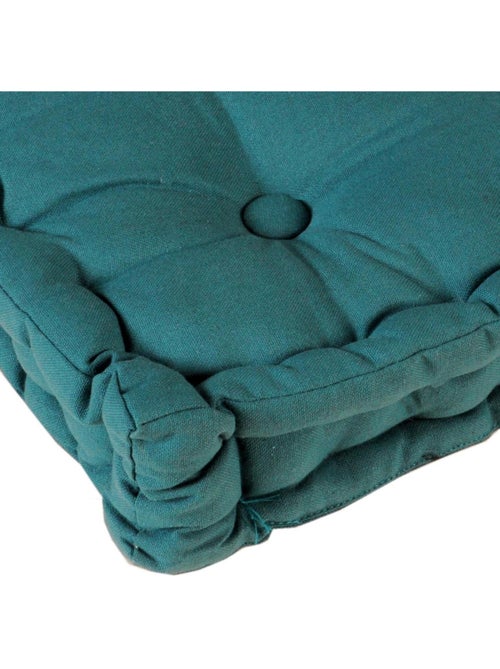 Coussin de sol bicolore capitonné super épais 10cm, Bleu Canard / Anse Moutarde - Kiabi Coussin de sol bicolore capitonné super épais 10cm, Bleu Canard / Anse Moutarde - Kiabi
