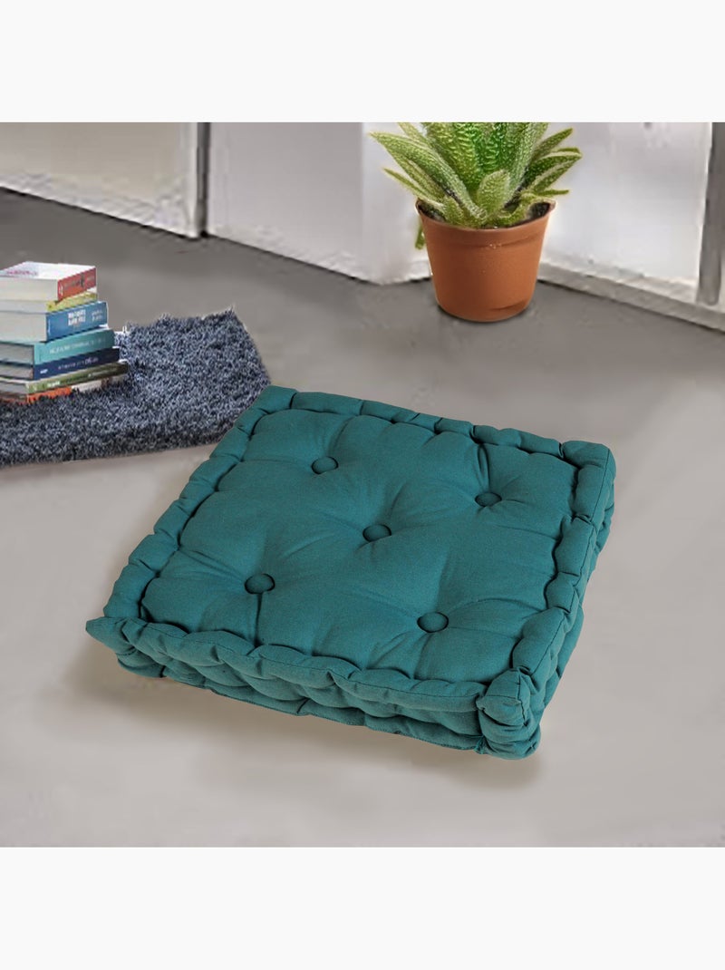 Coussin de sol bicolore capitonné super épais 10cm, Bleu Canard / Anse Moutarde Bleu canard - Kiabi