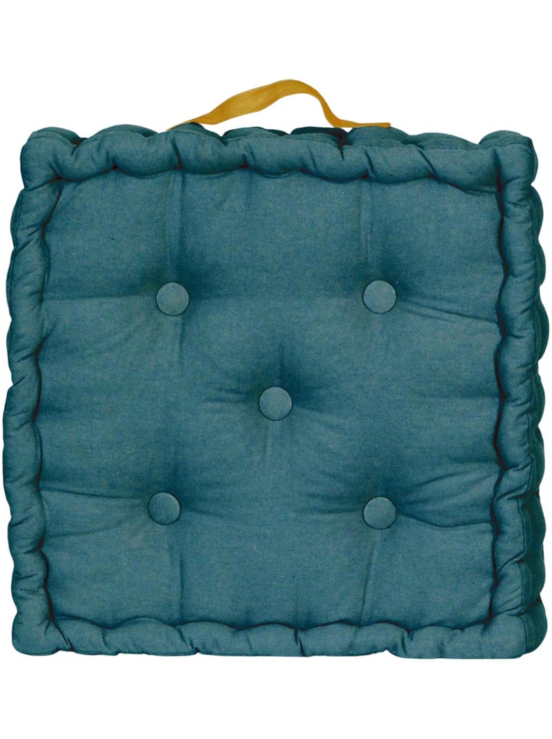 Coussin de sol bicolore capitonné super épais 10cm, Bleu Canard / Anse Moutarde Bleu canard - Kiabi